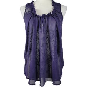 Yaya Nom de Plume Purple Sheer Top medium Anthropologie